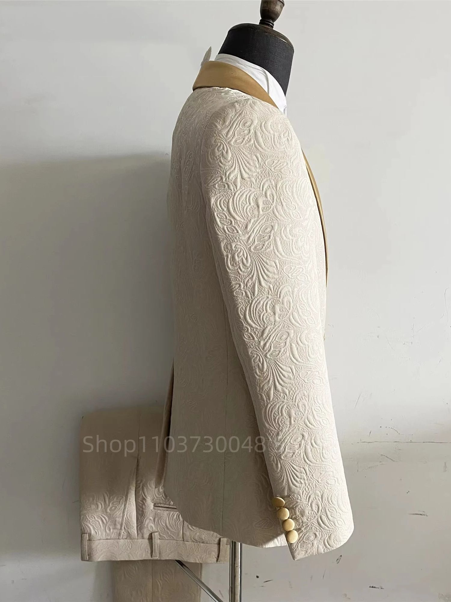2 Piece Champagne Jacquard Men - огляд і ціна Wool Scarf Men